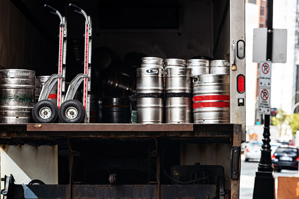 a keg delivery at a craft beer bar
