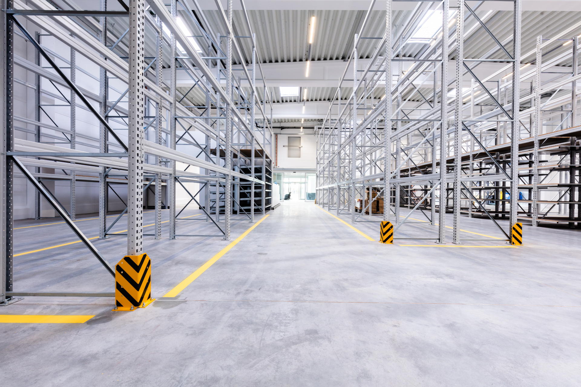 Empty warehouse with pallet racks