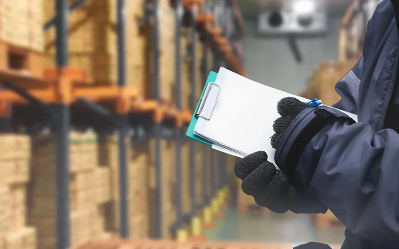QC worker checking goods