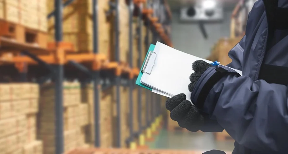 QC worker checking goods