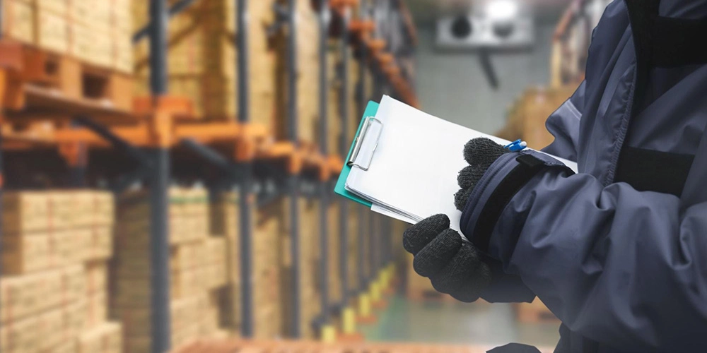 QC worker checking goods